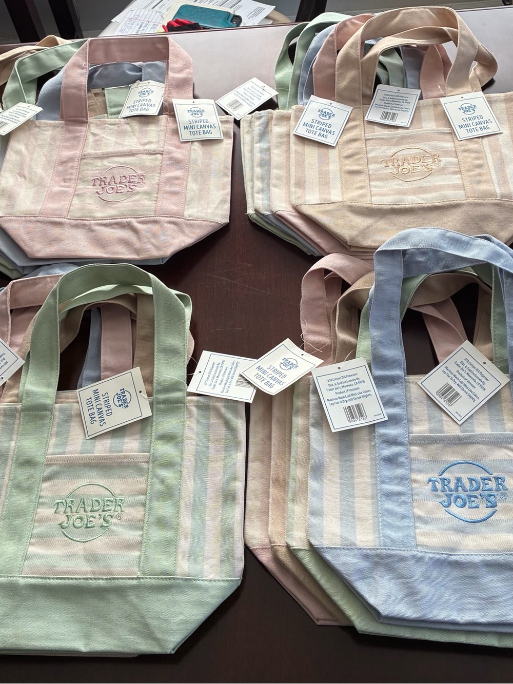 Trader Joe’s Pastel Stripe Mini Canvas Totes.